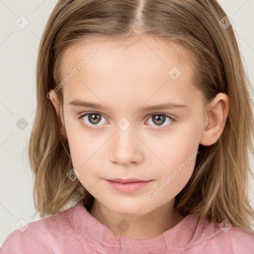 Neutral white child female with medium  brown hair and brown eyes