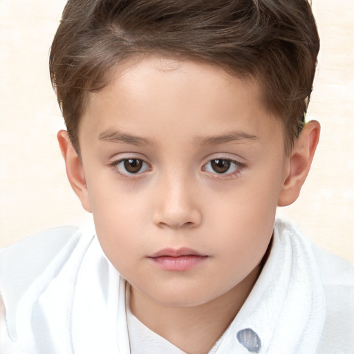 Neutral white child male with short  brown hair and brown eyes