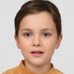 Neutral white child female with short  brown hair and brown eyes