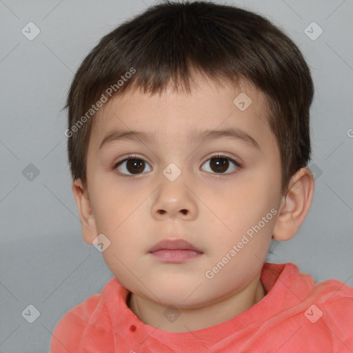 Neutral white child male with short  brown hair and brown eyes