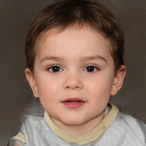 Neutral white child female with short  brown hair and brown eyes