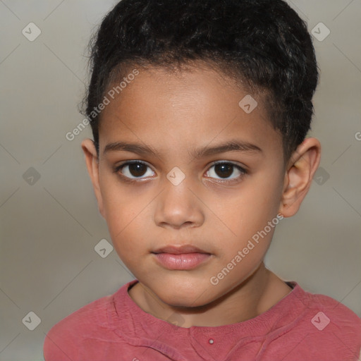 Neutral white child female with short  brown hair and brown eyes