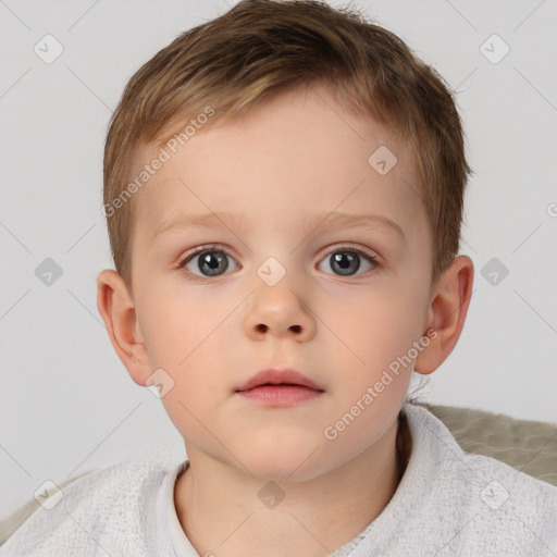 Neutral white child male with short  brown hair and brown eyes