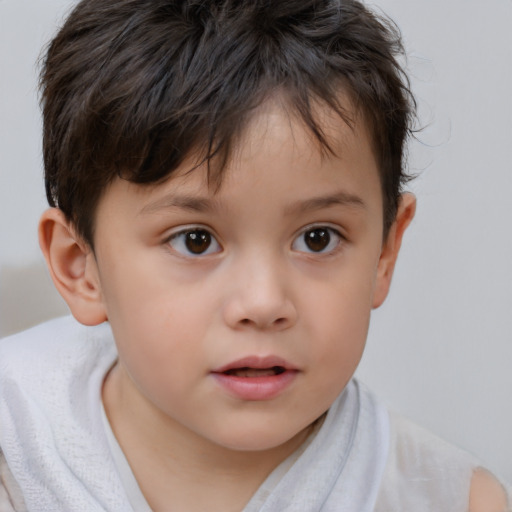 Neutral white child female with short  brown hair and brown eyes