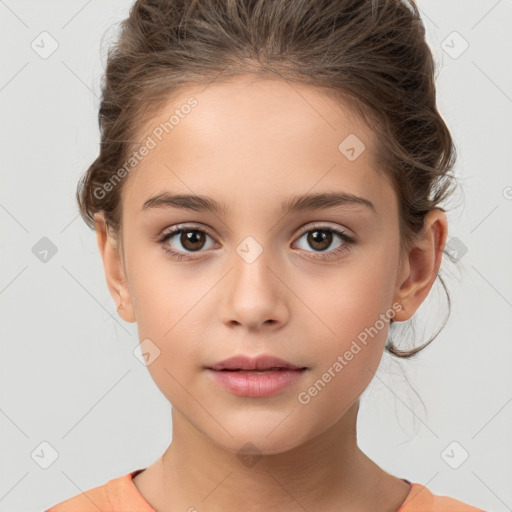 Neutral white child female with medium  brown hair and brown eyes