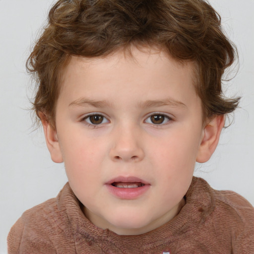 Neutral white child male with short  brown hair and brown eyes