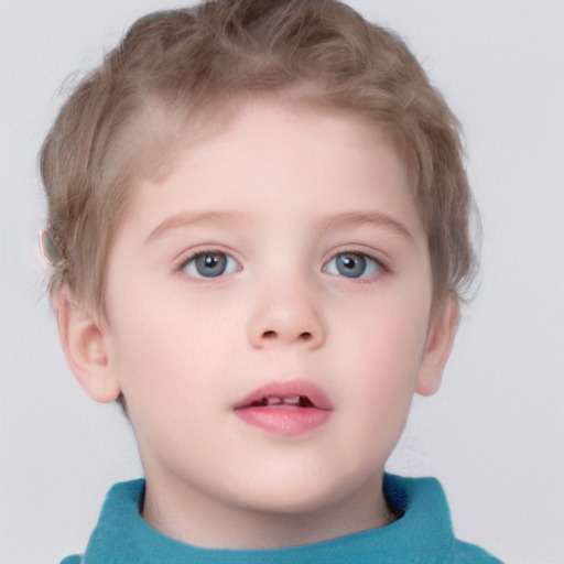 Neutral white child male with short  brown hair and grey eyes