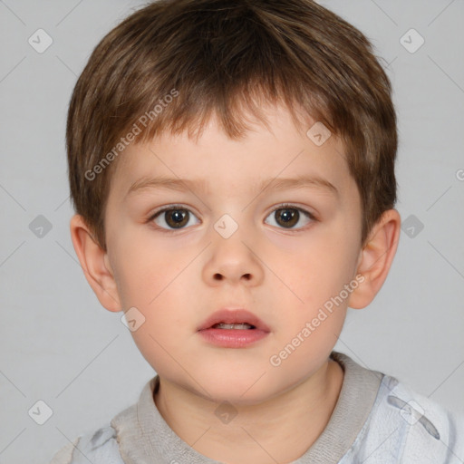 Neutral white child male with short  brown hair and brown eyes