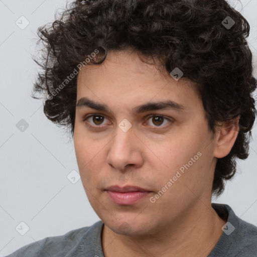 Neutral white young-adult male with medium  brown hair and brown eyes