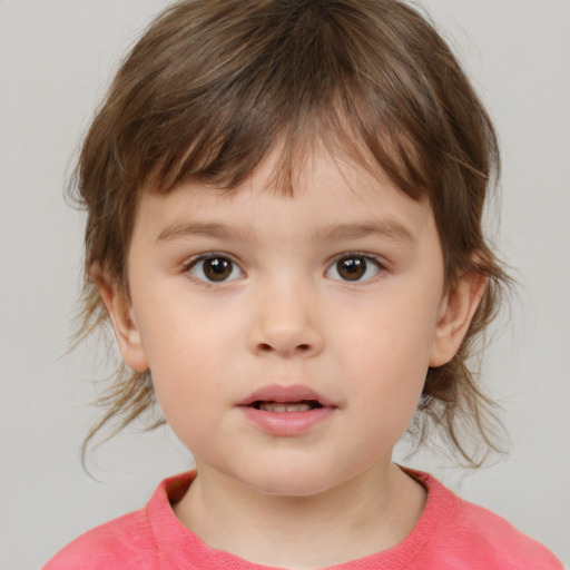 Neutral white child male with medium  brown hair and brown eyes