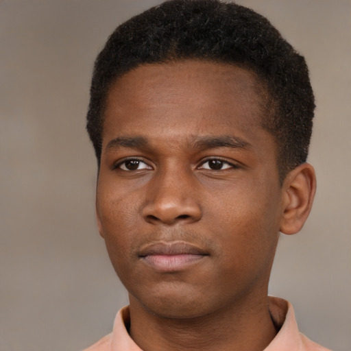 Neutral black young-adult male with short  brown hair and brown eyes