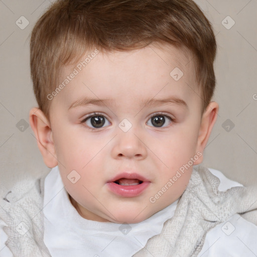 Neutral white child male with short  brown hair and brown eyes