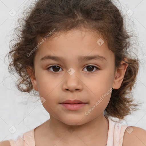 Neutral white child female with medium  brown hair and brown eyes