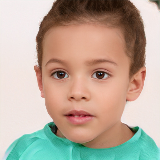 Neutral white child female with short  brown hair and brown eyes