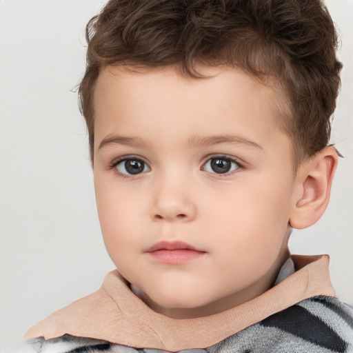 Neutral white child male with short  brown hair and brown eyes