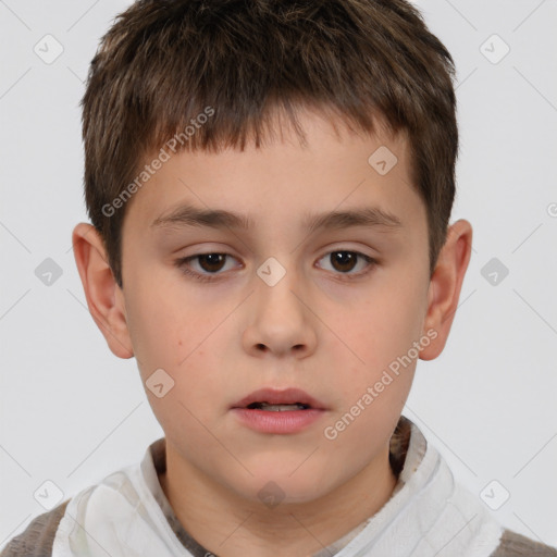 Neutral white child male with short  brown hair and brown eyes