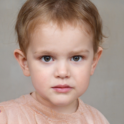 Neutral white child male with short  brown hair and grey eyes