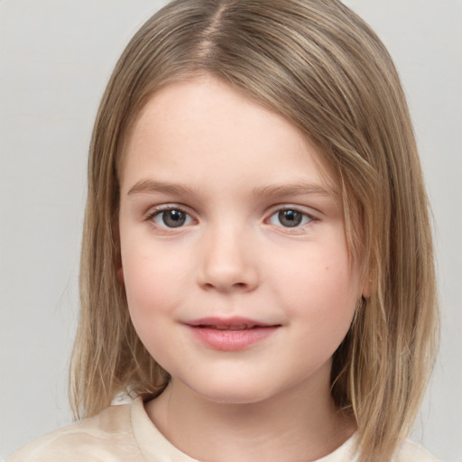 Neutral white child female with medium  brown hair and brown eyes