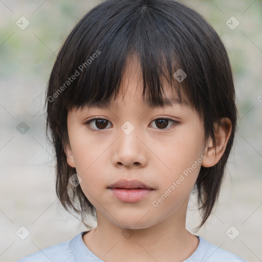 Neutral white child female with medium  brown hair and brown eyes