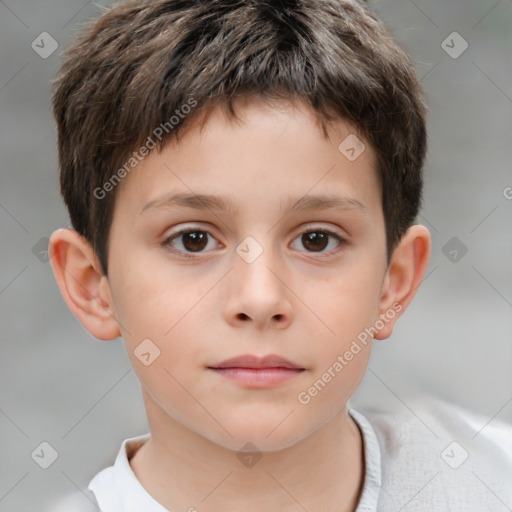 Neutral white child male with short  brown hair and brown eyes