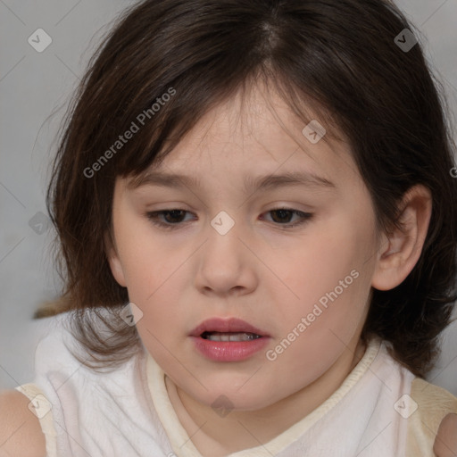 Neutral white child female with medium  brown hair and brown eyes