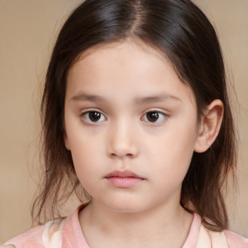 Neutral white child female with medium  brown hair and brown eyes