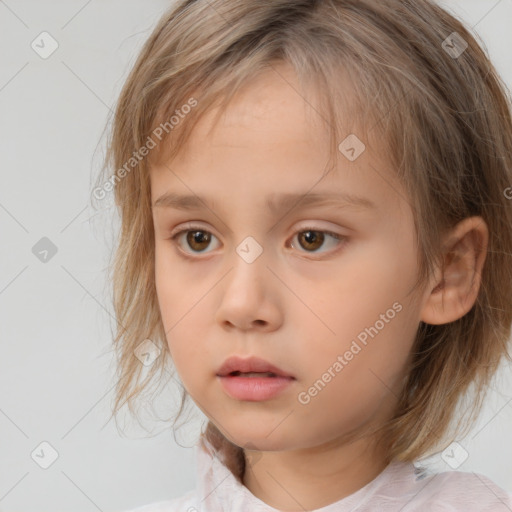 Neutral white child female with medium  brown hair and brown eyes