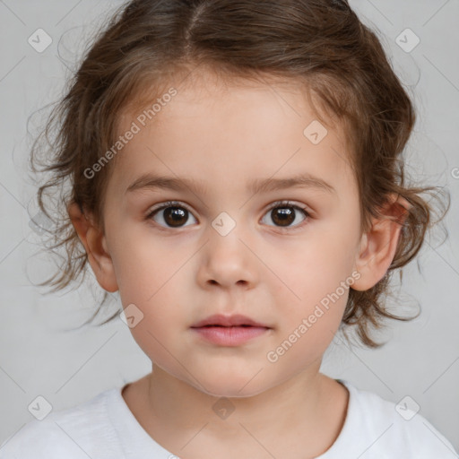 Neutral white child female with medium  brown hair and brown eyes