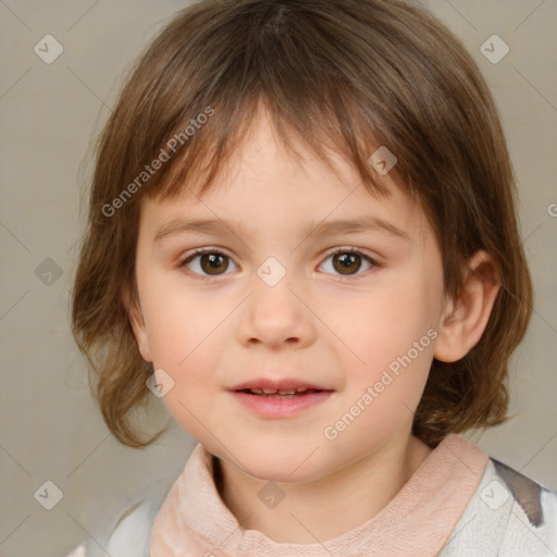 Neutral white child female with medium  brown hair and brown eyes