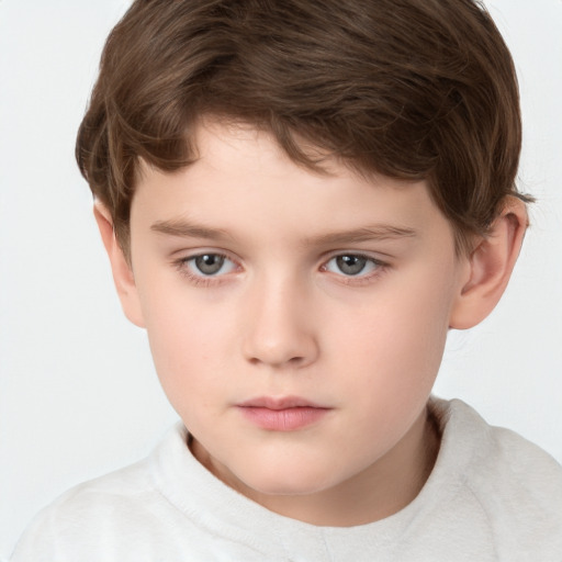 Neutral white child male with short  brown hair and brown eyes