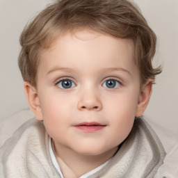 Neutral white child female with medium  brown hair and blue eyes