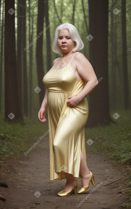 Russian 45 years female with  white hair