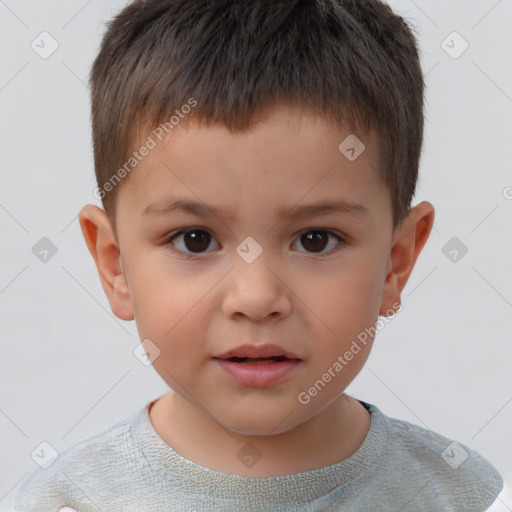 Neutral white child male with short  brown hair and brown eyes