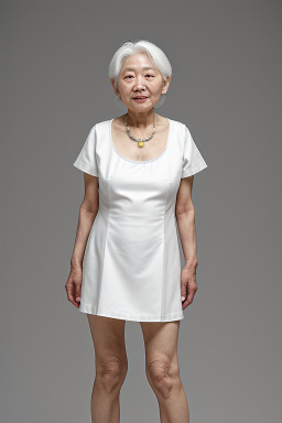 South korean elderly female with  white hair