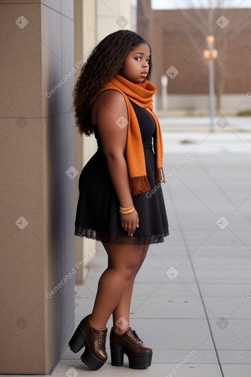 African american teenager girl with  brown hair