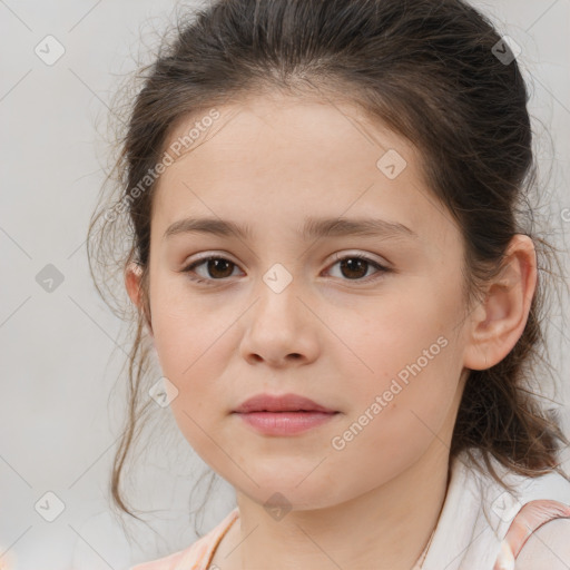 Neutral white child female with medium  brown hair and brown eyes