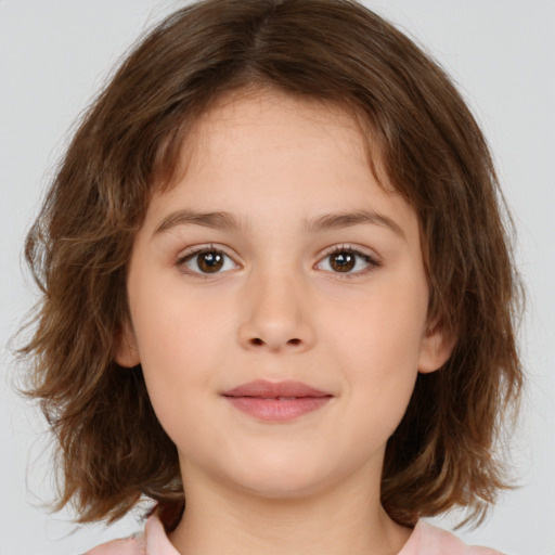 Neutral white child female with medium  brown hair and brown eyes