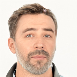 Neutral white adult male with short  brown hair and brown eyes