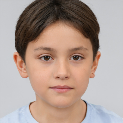 Neutral white child female with short  brown hair and brown eyes