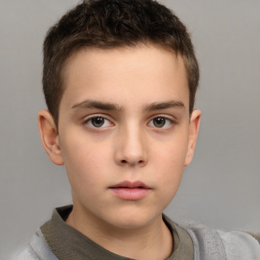 Neutral white child male with short  brown hair and brown eyes