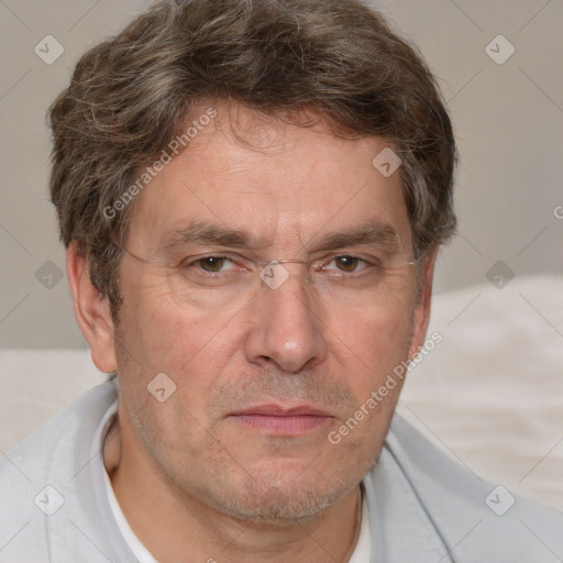 Neutral white adult male with short  brown hair and brown eyes