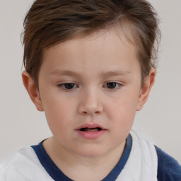 Neutral white child male with short  brown hair and brown eyes