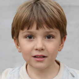 Neutral white child female with short  brown hair and brown eyes