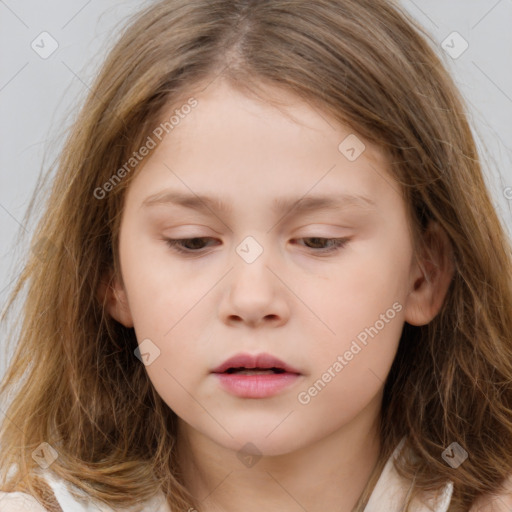 Neutral white child female with medium  brown hair and brown eyes