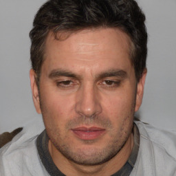 Neutral white adult male with short  brown hair and brown eyes