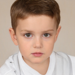 Neutral white child male with short  brown hair and brown eyes