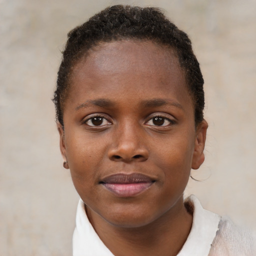 Neutral black child female with short  brown hair and brown eyes
