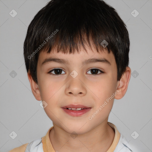 Neutral white child male with short  brown hair and brown eyes