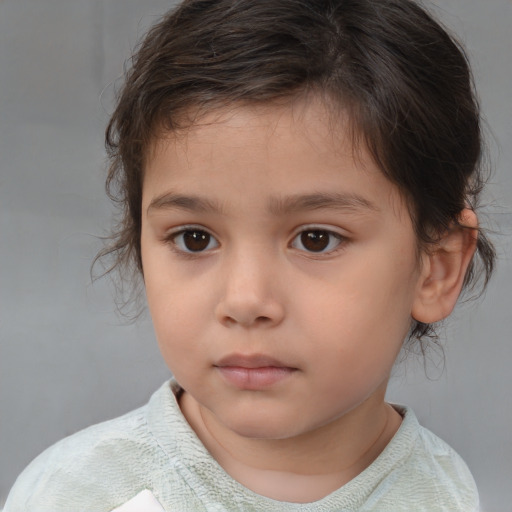 Neutral white child female with medium  brown hair and brown eyes