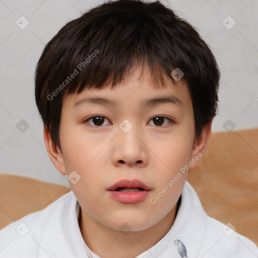 Neutral white child male with short  brown hair and brown eyes